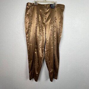 NWT Venezia Jeans Women's Gold Shimmer Snakeskin Flat Front Dress Pants Size 14